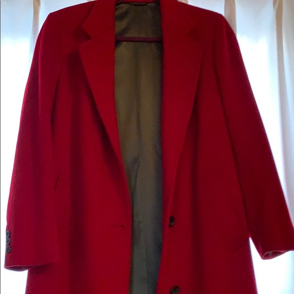 Vintage Woman 100% Pure Wool Long Red Coat - Picture 5 of 6